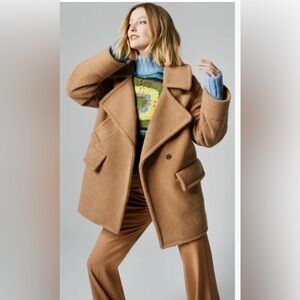 Smythe Teddy Car Coat in Size S Camel Color